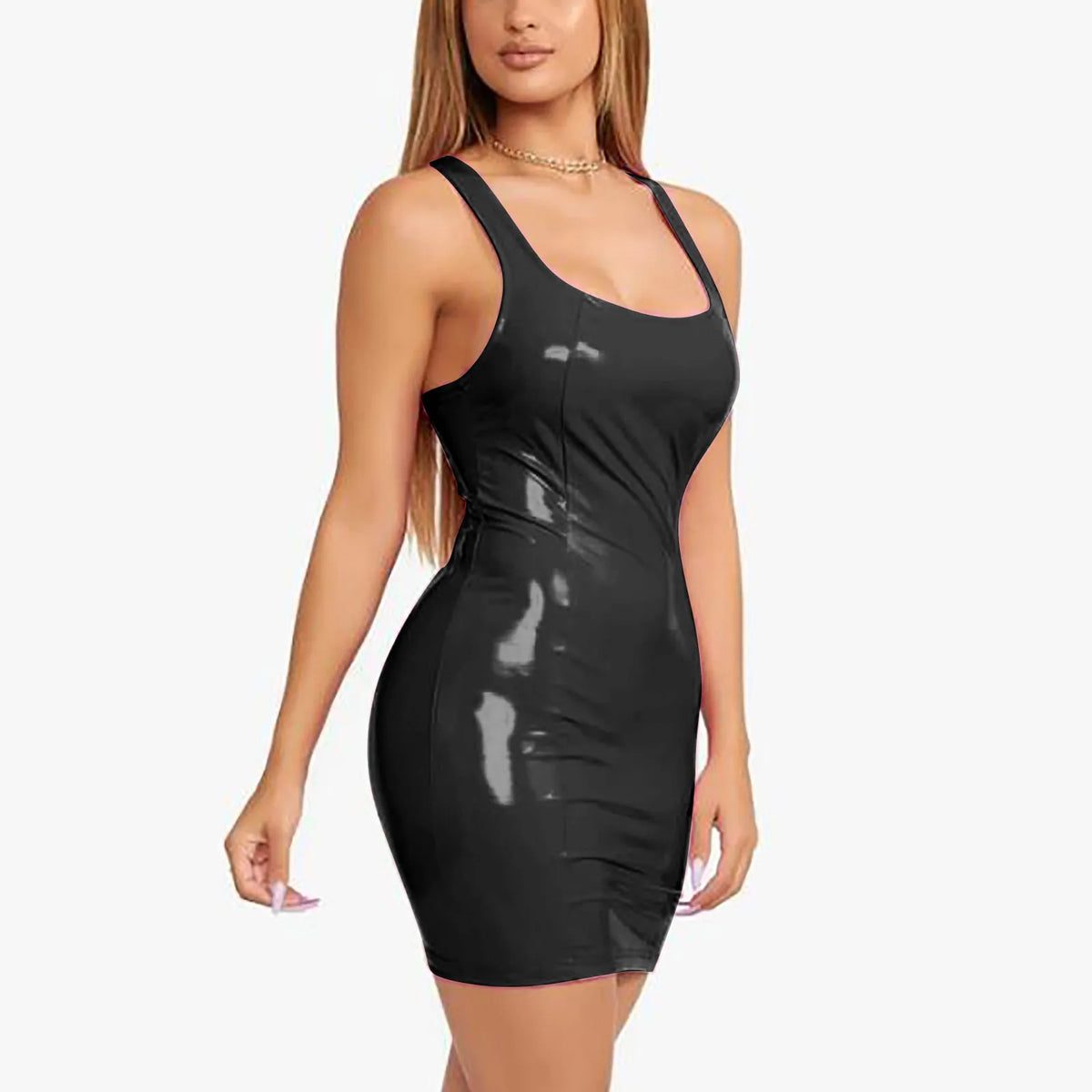 Glossy Faux Leather Bodycon Mini Dress – view 3 of 11