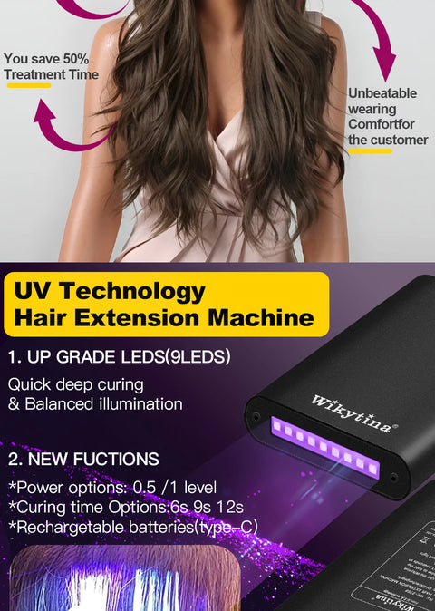 Advanced V Light Hair Extension Tools Kit with UV Glue Hair Extension Machine for Professional and Home Use