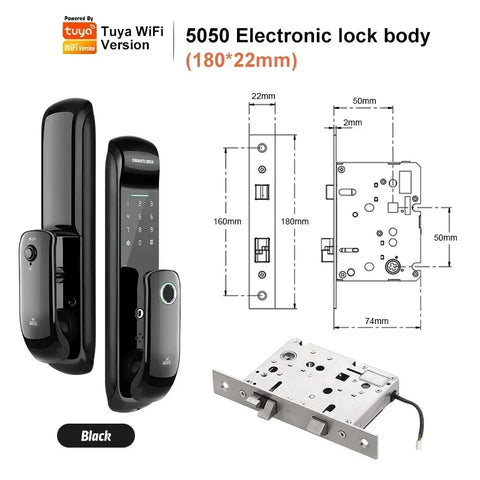 US.EU Electronic Fingerprint Biometric Frosted Panel Digital Smart Door Lock WiFi TUYA or TTLock APP Password IC Card Security