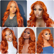Wiggogo Body Wave Orange Ginger Lace Front Wig 100% Human Hair 30 36 Inch 13X6 Hd Lace Frontal Wigs 13X4 Brazilian Colored Wigs