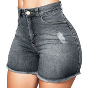Vinatge Denim Shorts Sexy Women Ripped High Waist Short Jeans with Pockets Fringed Stretchy Summer Retro Jean Shorts Streetwear
