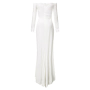 Sexy Lace Long Sleeve Dress Wedding Party Bridesmaid Off Shoulder Slash Neck Gown Dress Cocktail Prom Long Dresses летнее платье