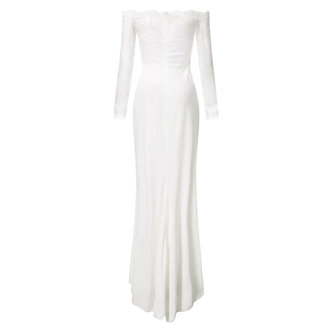 Sexy Lace Long Sleeve Dress Wedding Party Bridesmaid Off Shoulder Slash Neck Gown Dress Cocktail Prom Long Dresses летнее платье