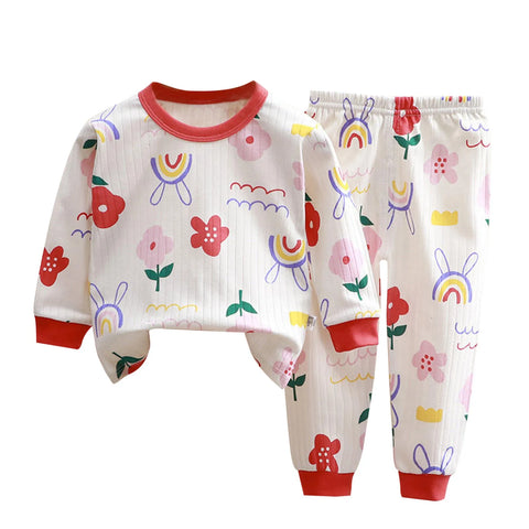 Children Pajamas Winter Clothing Set For Boys Girls O-neck Tops + Long Pants Baby Sleepwear Cartoon Soft Cotton Kids Pyjamas Set