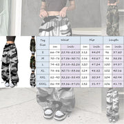 Womens Camouflage Cargo Pants American Streetwear Y2k Hip Hop Loose Baggy Trousers Street Casual Joggers Wide Leg Sweatpants