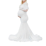 Maternity Dresses For Photo Shoot Pregnant Dress Lace Props Short Sleeve Solid Aline Dress Ropa De Maternidad Embarazo Juvenil