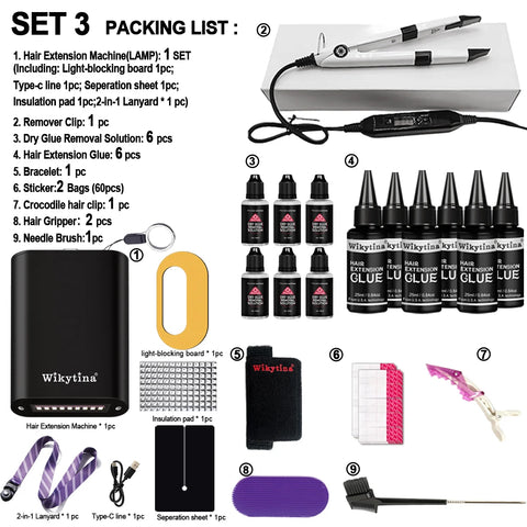Advanced V Light Hair Extension Tools Kit with UV Glue Hair Extension Machine for Professional and Home Use