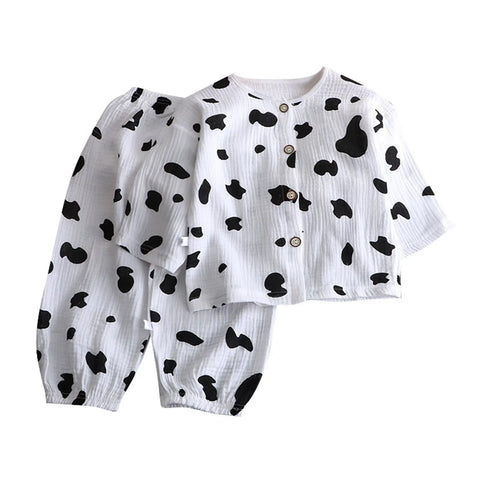 Spring Summer Boys And Girls Cotton Home Wear Pajamas Sets Long Sleeve Sleepwear Children's Clothing For 3T,4T,5T,6T,7T,8T,9T