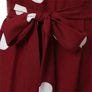 2025 Women Spring Muslim Dress Elegant Casual Loose Abaya Kaftan Sundress Long Sleeved Polka Dots Printed O-neck Maxi Robe