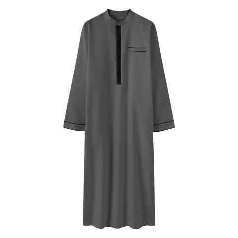 2025 Muslim Men Robe Embroidered Loose Long Skirt Ramadan Prayer Kaftan Pakistan Attire Thobe Gentleman Traditional Dress