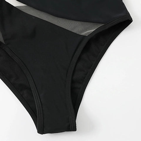 Sexy One Piece Bikini Set Women Solid With Hollow Suspender High Cut Swimsuit With Shoulder Straps Bikini Trajes De BañO Mujer