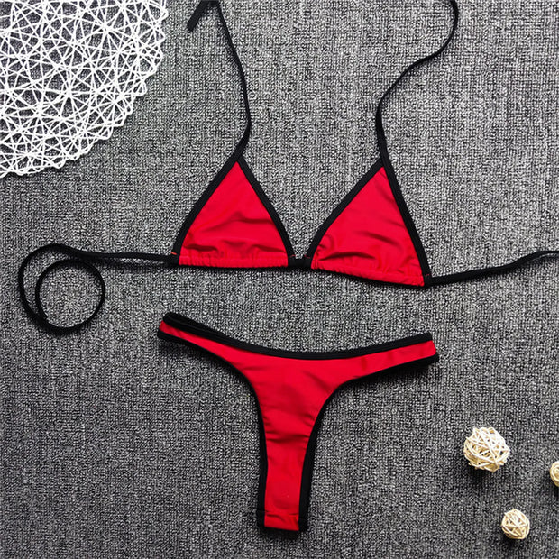 Sexy Micro Bikini Swimsuit 2024 Women Contrasting Colors Swimwear Thong Bikini Sets Brazilian Bathing Suit Beach Wear Biquini