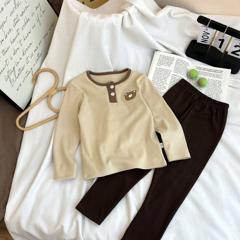 Kid's Sleepwear Sets Autumn Winter Homewear Boys Girls Cartoon Print Long Sleeve T Shirt Long Pants Pajamas Suits Winter Clothes