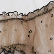 Women Sexy Strapless Sleepwear Two Piece Set One Shoulder Neckline Tulle Bowknot Lace Underwear High Waist Side Ties Thong Set