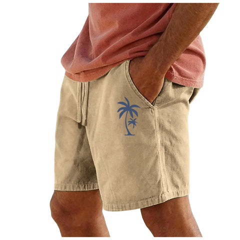 Men Cotton Shorts Resort 3D Printed Shorts Elastic Waist Drawstring Style Holiday Beach Women's Lightweight Hiking Cargo Pants