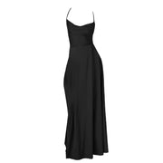 Chiffon Train Women Dress Summer Tank Top Sleeveless Pleated Tank Long Dress Backless Lace Up Sexy Side Slit Dresses 원피스