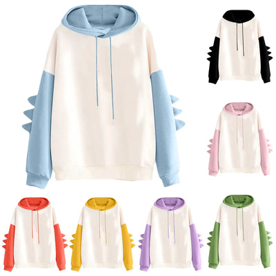 Dinosaur Oversized Cartoon Hoodie Women Fashion Sweatshirt Casual Korean Style Thicken Sweatshirt Winter Harajuku Y2k Hooded