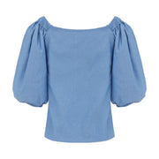 Summer Fashion Office Lady Camisas Blusas Sexy Off Shoulder Bubble Sleeved Denim T-shirt Blouse Beach Party Tops Streetwear