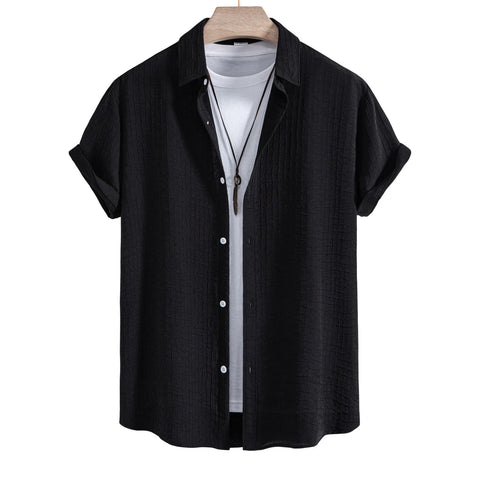 Mens Casual Waffle Shirt Suit Two Piece Solid Short Sleeved Shirt And Shorts Suit Harajuku Casual T-Shirt And Shorts Set