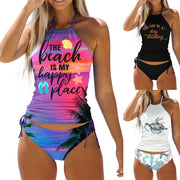 Women'S Swimsuit Tankinis Swimwear Halter Two Piece Bikinis Sets Female Flash Patchwork Bathing Suits Beachwear Bathers 비키니