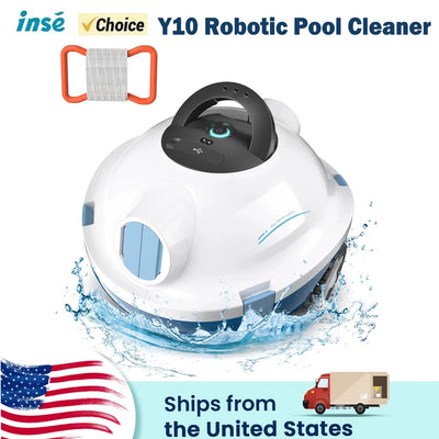 INSE Y10 Cordless Robotic Pool Vacuum Cleaner 90 Mins Runtime Self-Parking Dual Suction Inlets About 65 Ft/1100 Sq.Ft Pool Clean