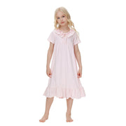 Toddler Girls Nightdress New Summer Princess Style Pure Cotton Summer Children's Sleepwear Dress Short Sleeve Lace Home Dress