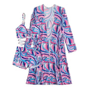 3 Pcs/Set Women Bikini Cover Up Set Contrast Color Long Sleeves Cover Up Spaghetti Strap Swimwear Set Water Activity Clothes