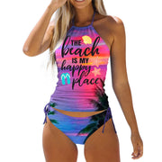 Women'S Swimsuit Tankinis Swimwear Halter Two Piece Bikinis Sets Female Flash Patchwork Bathing Suits Beachwear Bathers 비키니