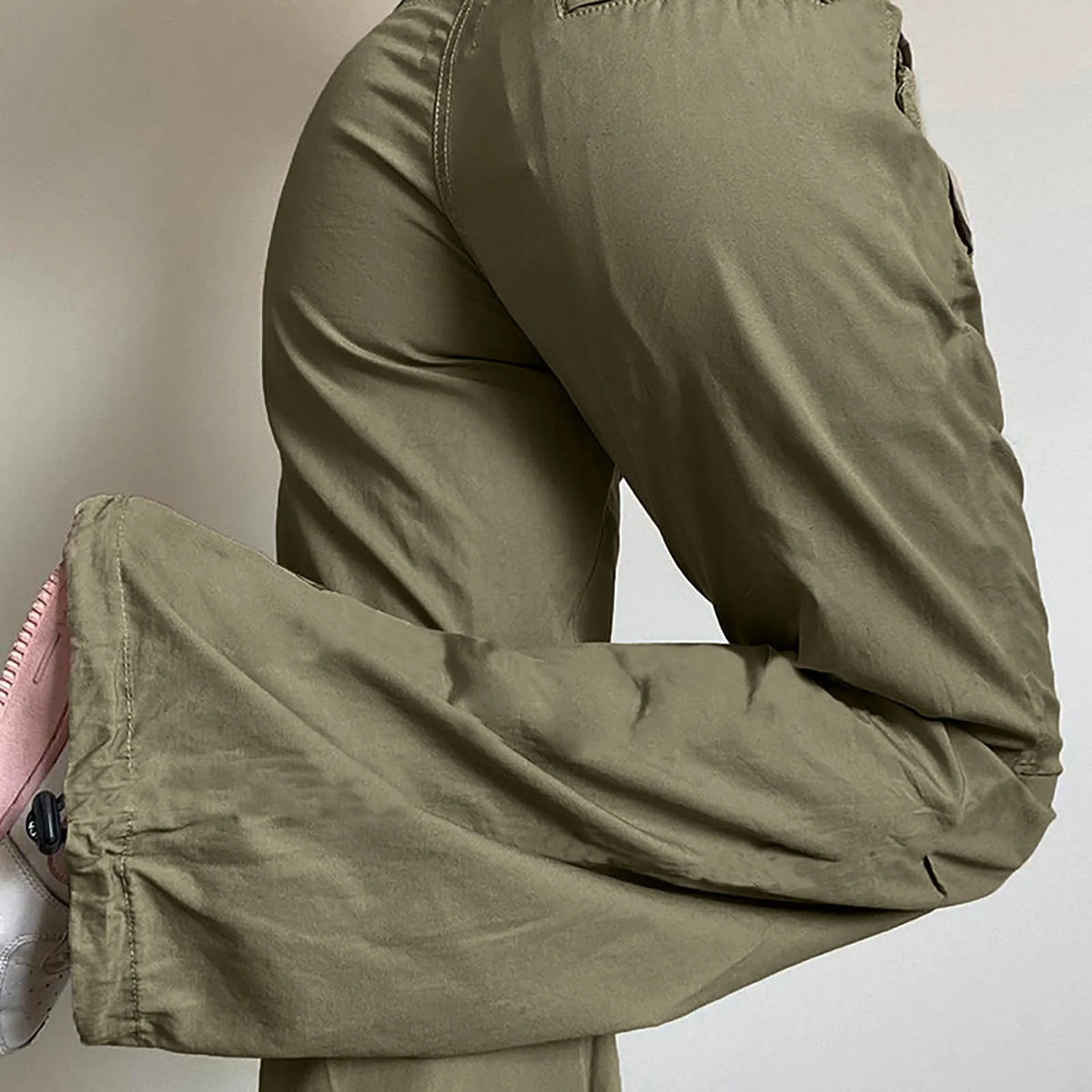 Low-Rise Drawstring Cargo Pants, Army Green – view 5 of 6
