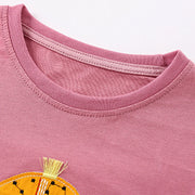 Kids Girls Autumn Winter Homewear Animal Cartoon Printed Long Sleeve Crew Neck Loose Tops And Trousers 2PC Pajamas Gift Set