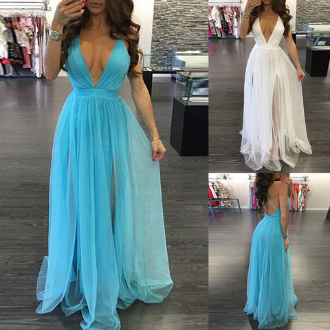 White Dress For Women Civil Wedding Maxi Slip Dress Bridesmaid Banquet V Neck Sexy Backless Lace Long Elegant Evening Dresses