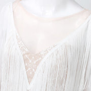 Womens Sexy Deep V Neck Feather Tassel Dress Summer Sleeveless Elegant Fringed Party Long Dress Vestidos De Fiesta 