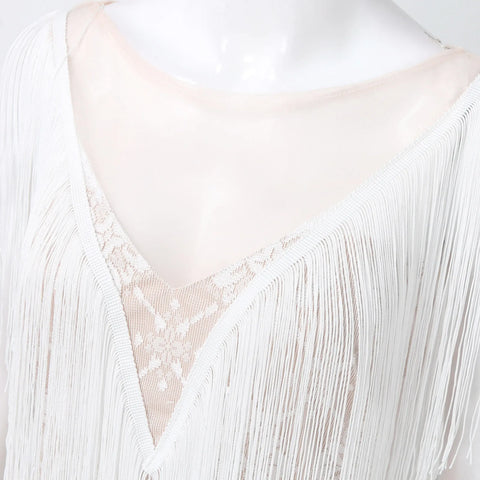 Womens Sexy Deep V Neck Feather Tassel Dress Summer Sleeveless Elegant Fringed Party Long Dress Vestidos De Fiesta 