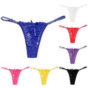 2025 New 7Pcs Sexy Women G-String Lace T-Back Thong Lingerie Solid Color Underwear T Pants Low Waist Panties Tanga Underpants