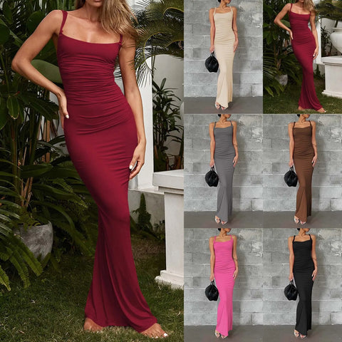 Women's Suspender Long Dress Elegant Party Club Bodycon Dresses Summer Sundress Cocktail Evening Gown Vestidos Largos 원피스