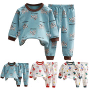 Children Pajamas Winter Clothing Set For Boys Girls O-neck Tops + Long Pants Baby Sleepwear Cartoon Soft Cotton Kids Pyjamas Set