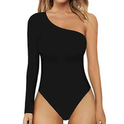 Women's One Shoulder Bodysuit Sleeveless Long Sleeve Tank Top Body Suit Solid Color Romper Jumpsuits For Women Summer 2024