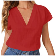 Summer Elegant Blouses For Women 2024 Women'S Summer Solid Color Linen Cotton Loose Half Sleeve Blusas Elegantes Para Mujer 2024