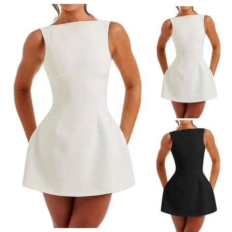 2025 Summer White Backless Slim Mini Dress Woman Sexy Hollow Open Back Bodycon Dress Elegant Wrap A-line Party Dress Vestidos
