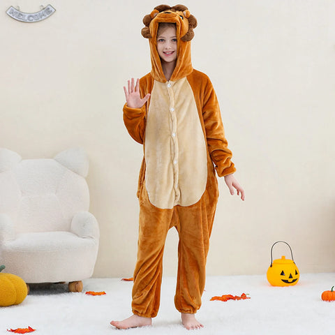 Dinosaur Flannel Pajamas Child Sleepwear Jumpsuit Onesies Animal Cartoon Clothes Winter Halloween Cosplay Costume For Boys Girls