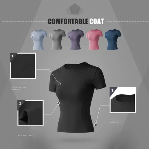 Sports Top Tight Quick-drying Slim Outer Wear Short-sleeved T-shirt Gym Running Womens Yoga Clothes Gym shirt woman Lo yoga Yoga