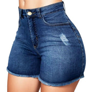 Vinatge Denim Shorts Sexy Women Ripped High Waist Short Jeans with Pockets Fringed Stretchy Summer Retro Jean Shorts Streetwear