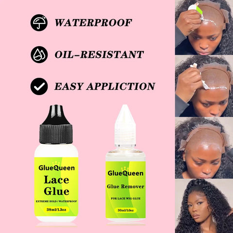 38ml 1.3oz Wig Glue Waterproof Hair Replacement Adhesive Sweatproof And 30ml 1oz Glue Remover For Lace Front Wig