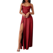 Chiffon Train Women Dress Summer Tank Top Sleeveless Pleated Tank Long Dress Backless Lace Up Sexy Side Slit Dresses 원피스