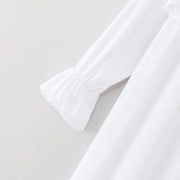 Kids Girls Lace Dress Children Nightdress Solid Color Ruffle Autumn Long Sleeve White Princess Dress Home Robe Sleepwear Vestido