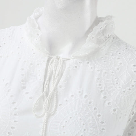 Summer Cotton White Dress For Women Casual Hollow Crochet Bohemian Loose Beach Long Dress Ladies Plus Size Holiday Ruffles Dress