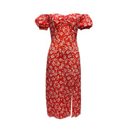 One Line Collar Holiday Dress Wrap Buttocks Slim Waist Dresses With Slit Temperament Chiffon Floral Dresses For Women Plus Size