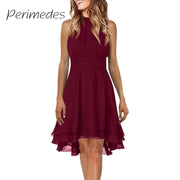 Vestidos Women'S Dress Solid Color Sexy Off-Shoulder Sleeveless Dress 2024 Pleated Summer Round Neck Hanging Neck A-Line Dress