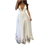 White Dress For Women Civil Wedding Maxi Slip Dress Bridesmaid Banquet V Neck Sexy Backless Lace Long Elegant Evening Dresses