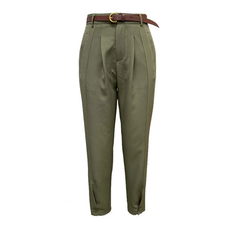 Elegant Women'S Solid Color Pants Loose Fit Cropped Trousers High Waist Casual Suit Pants Fashionable Stright Long Wide Leg Pant